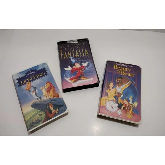 Disney VHS Bundle Set Beauty & The Beast, (Blk Diamond) Fantasia, Lion King
